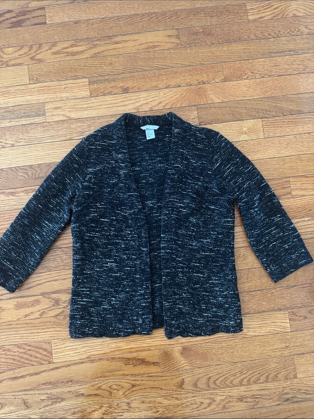 H&M Black Marled Open-Front Women's Cardigan
